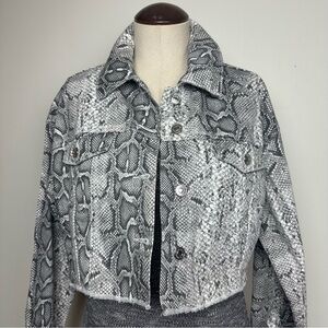 Forever 21 Snakeskin Print Denim Jacket